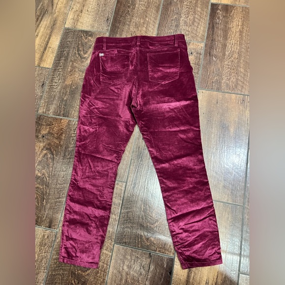 Alice‎ & Olivia STRETCH VELVET Good High Rise Exposed Skinny Jeans Maroon PURPLE - Picture 5 of 8